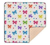 Cartoon Colorful Bow White Cute Foldable Baby Playmat for Floor Portable Foldable Kicking Mat for Baby Toddler Infant, 50'' x 50''tapete para juegos de