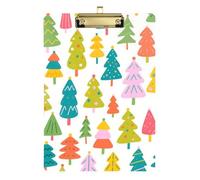 Cartoon Colorful Christmas Tree Acrylic clipboard Art Display Standard Letter A4 Size Plastic for Football Softball Coaching Gold 12x9in Tablas para escribir