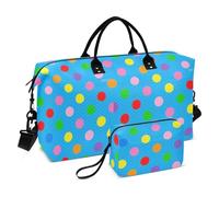 Cartoon Colorful Dot Blue Oversized Travel Duffel Bag Carry On Personal Item Bag Sports Tote Gym Bag with Adjustable Strap for Sports Foldable bolso para en Avion