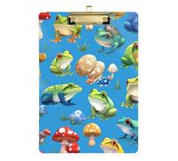 Cartoon Colorful Frogs Acrylic ifr clipboard Standard Letter A4 Size Waterproof for Homework Pediatric Gold 12x9in Tabla para escribir