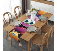 Cartoon Colorful Monster Home Decorative Table Runner 14 x 60 " Long Imitation linen Table Runner for Dining Room Kitchen Table Party Decoration Thanksgiving Table Decor