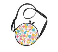 Cartoon Colorful Polka Dots Round Sling Bags Crossbody Women Practical with Adjustable Strap Messenger Bag Crossbody Go shopping Canvas Messenger Purse