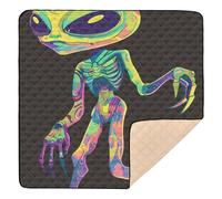 Cartoon Colorful Quirky Aliens Large Non-Slip Baby Activity Play Mat for Floor Waterproof Activity Gym Mat for Babies Infants Toddlers, 50'' x 50''
