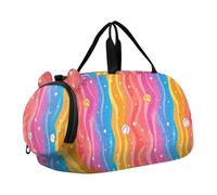Cartoon Colorful Wave Stars Balls Small Gym Bag with Shoes Compartment Large Capacity Carry On Weekender Bag for Beach Swim Bags Pool Sports