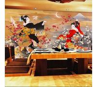 Cartoon Colourful Cherry Blossoms Woman Dance Flying Birds 3D Wallpaper Silky Texture Home Study Office Grey Dining Room Sofa Bedroom Living Room TV Backdrop-400cm×280cm