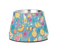 Cartoon Comic Bright Color Summer Bowls for Dogs Non Skid Stainless Steel Cats Food Dish for Slow Feed Cats Whisker Relief