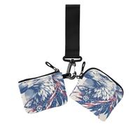 Cartoon Common Buzzard 4th Of July Independence Day Dual Wristlet Wallets for Women Large Capacity Zipper Coin Purse Wallet with Keychain for Ladies 2 Packs, cartoon Common Buzzard 4th of July