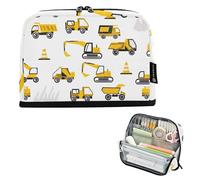 Cartoon Construction Vehicles White Pencil Bags Storage Pencil Pouches Zipper Pencils Case Teen Girls Pen Pouch Boy Animal Art Stationery Kids Back to School Supply