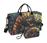 Cartoon Cool Color Chameleon Oversized Travel Duffel Bag Carry on Bag Gym Bag with Toiletry Bag for Business Trips Waterproof Bolsa para Gym para Mujer