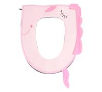 Cartoon Corduroy Toilet Seat Cushion with Zipper and Handle | Toilet Fit, Decorative Look and Good Elasticity, Travel Use and Winter Bathroom Comfort Random Style
