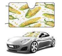 Cartoon Corn on The Cob Car Windshield Sun Shade - Reflector Sunshade Offers Ultimate Protection for Car Interior, Cool Reflective Sun Blocker Fits Small Sedans, Mini SUVs 55"x30"