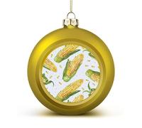 Cartoon Corn on The Cob Christmas Ball Ornament - 2.4 Inch Shatterproof Plastic Xmas Tree Decorations, Golden Christmas Tree Decor Hanging Ball for Holiday Wedding Party Decor