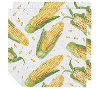 Cartoon Corn on The Cob Cloth Napkin 2 PCS Table Dinner Napkins Washable & Reusable Cloth Napkins Washable Tablecloth for Party, Wedding, Lunch, Dinners, Banquet, Christmas