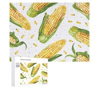 Cartoon Corn on The Cob Jigsaw Puzzle 500 PCS Challenging Fun Puzzles Wooden Jigsaw Puzzles for Adults Families