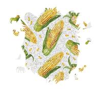 Cartoon Corn on The Cob Personalized Jigsaw Puzzles, 141 Pcs Wooden Jigsaw Puzzle Tiger Head Shape Puzzle Gift