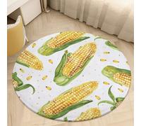 Cartoon Corn on The Cob Round Area Rug - Non-Slip Circle Doormat for Entryway, Washable Low-Profile Throw Rugs for Living Room, Bedroom, Office, Kitchen, Stain Resistant Floor Mat 90 * 90cm