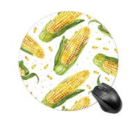 Cartoon Corn on The Cob Round Mouse Pad Non-Slip Rubber Base Waterproof Circle Gaming Mouse Pad Aesthetic Desk Mat Small Portable Laptop Mousepad