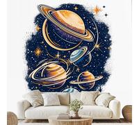 Cartoon Cosmic Galaxy 3D Wallpaper Universe Planets Art Wall Stickers 200x140 cm Stars Dot Canvas Wallpaper for Bedroom Living Room Stickers Post Murals Peel and Stick Photo Wall Art ds170m