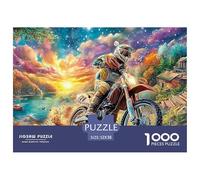 Cartoon Couple Kissing on Motorcycle with HeartsDynamic 1000-Piece Jigsaw Puzzles for Adults A Treasury of Challenging Puzzle Games for Women And Men - An Excellent Shared Hobby for Adults And Kids