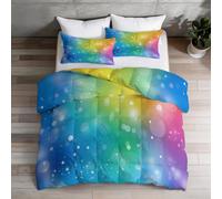 Cartoon Coverless Duvet 4.5 Tog 200×200 cm - Summer Coverless Quilted Rainbow Gradient Polka Dot Printed, Colorful Reversible Bedspreads Blanket Throw For Kids
