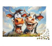Cartoon Cow Friends 1000 Piece Jigsaw Puzzle: Two Silly Cartoon Cows for Adults Teens Educational Game Decompression 70x50cm/1000pcs
