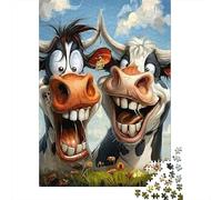 Cartoon Cow Friends 1000Pc Recycled Paper Puzzle: Two Silly Cartoon Cows for Adults 14-99 Years Home Decor & Gift 38x26cm/1000pcs