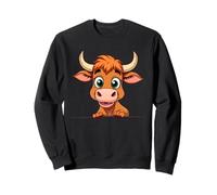 Cartoon Cow Head Farm Animal Illustration Sweatshirt