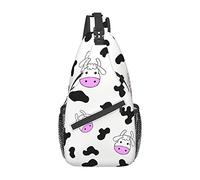 Cartoon Cow Pattern Sling Bag Hiking Daypack Crossbody Shoulder Backpack Travel Chest Pack for Men Women