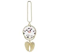 Cartoon Cow Print Car Hanging Ornament Rear View Mirror Pendant Lucky Presents Hanging Ornament Funny Car Pendant for Office Auto Home Decoration Golden-style