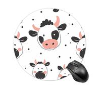 Cartoon Cow Print Round Mouse Pad Smooth Glide Gaming Mousepad Extra Density Portable Comfortable Mouse Mat for Desk, Home, Office 7.8x7.8 Inches