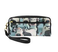 Cartoon Cow Printed Cosmetic Bags for Women Mom, Stylish & Portable Leather Makeup Bag Cute Gifts Travel Toiletry Bag with Zipper