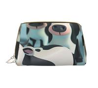 Cartoon Cow Printed Makeup Bag for Women Portable Leather Make up Bag Travel Zipper Cosmetic Bags Organizer
