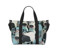 Cartoon Cow Printed Travel Bag Duffle Bag for Men Women, Large Water Resistant Gym Bag Weekend Holdall Bag with Shoulder Strap