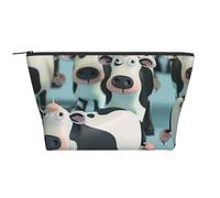 Cartoon Cow Printed Travel Makeup Bag Trapeze Cosmetic Bag Makeup Case Toiletry Bag Organiser for Women
