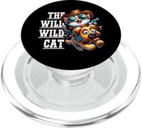Cartoon Cowboy Cat Riding on Dog - The Wild Wild Cat PopSockets PopGrip for MagSafe