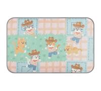 Cartoon Cowboy Cats Plaid Blue Pink Summer cooling mat for dogs for outside Self Cooling cold mat for kittens cats outdoor cute manta refrescante para perro M