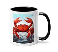 Cartoon Crab Ceramic Coffee Mug with Handle 11 Ounces, Porcelain Mug Coffee Cup Tea Mug Water Cup Ideal for Coffee,Tea,Latte,Cappuccino,Microwave & Dishwasher Safe Unique Gift Cup