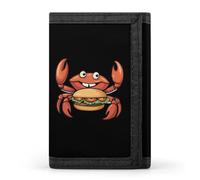 Cartoon Crab Hamburger Men's Trifold Wallet with Zipper Minimalist Credit Card Holder Casual Coin Purse Anniversary Birthday Gift
