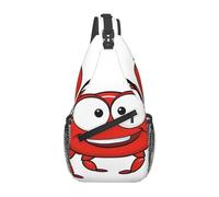 Cartoon Crab Print Crossbody Sling Backpack Sling Bag Travel Hiking Chest Bag | Lightweight Foldable Crossbody Bag