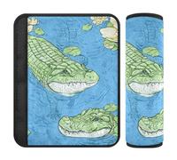 Cartoon Crocodile Blue 2 Pack car seat Belt Cover pad Release Stress to Your Neck and Shoulders for Van funda para cinturón de carro