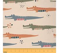 Cartoon Crocodile Fabric by The Yard Cute Colorful Wild Animal Decorative Fabric for Kids Boys Girls Natural Creature Jungle Style Fabric for Bed Outdoor Indoor DIY Projects 1 Yard