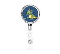 Cartoon Crocodile Retractable Id Badge Holder Badge Reels with Clip Cute Name Card Holder for Office Worker Doctor Nurse Teacher