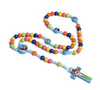 Cartoon Cross Pendant Necklace Colorful Rosary Beads Children Kid Girls Catholic Orthodox Religious Jewelry Cross Pendant Necklace For Men