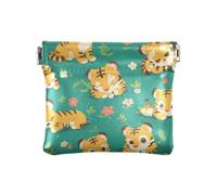 Cartoon Cunning Tigers Green Fashion PU Leather Small Coin Purse Waterproof Pocket Purse Makeup Bag for Men Women Travel mini monederos para monedas