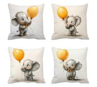 Cartoon Cushion Covers 22x22in Garden Outdoor Cushions Waterproof Elephant Pillow Case Sofa Cushions for Outdoor Furniture Linen Cushion Pads Large Bed Pillows Covers Set of 4 Invisible Zipper g-9581