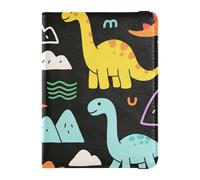 Cartoon Cute and Colorful Dinosaurs Leather Passport Holder Cover for travel Wallet Combo Passport Case for men Ultra Slim