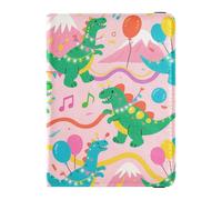 Cartoon Cute and Colorful Dinosaurs Leather travel wallet womens passport holder for travel Vaccine Case Protector Cover Passport Case for men Ultra Slim
