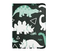 Cartoon Cute and Colorful Dinosaurs Leather travel wallet womens passport holder for travel Vaccine Card Holder Cover Combo Travel Passport Wallet for women Waterproof