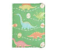 Cartoon Cute and Colorful Dinosaurs Leather waterproof passport holder for travel Travel Documents Organizer Protector Passport Holder Combo with Vaccine Card Slot for women Waterproof