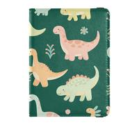 Cartoon Cute and Colorful Dinosaurs Leather waterproof passport holder for travel Vaccine Card Holder Cover Combo Passport Cover Holder Wallet Case for men Lightweight